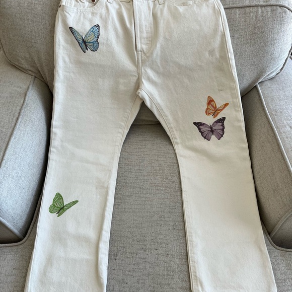 Levi's Denim - Levi's Cream Jeans with Butterfly Accents